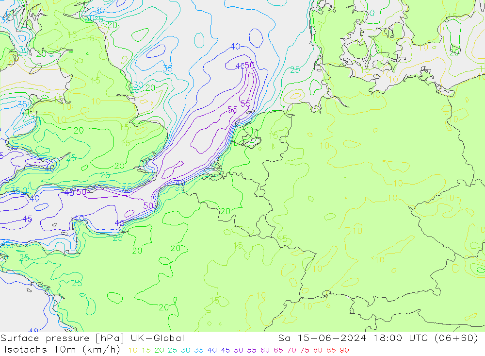 Eşrüzgar Hızları (km/sa) UK-Global Cts 15.06.2024 18 UTC