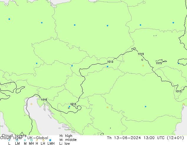 Cloud layer UK-Global Qui 13.06.2024 13 UTC