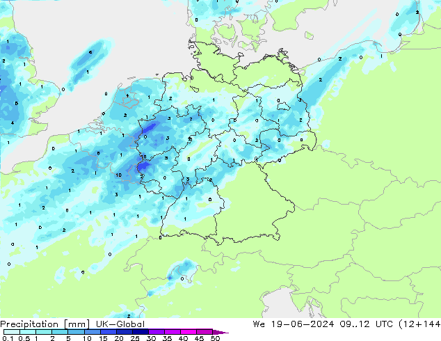 Precipitation UK-Global We 19.06.2024 12 UTC