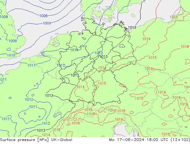 Luchtdruk (Grond) UK-Global ma 17.06.2024 18 UTC
