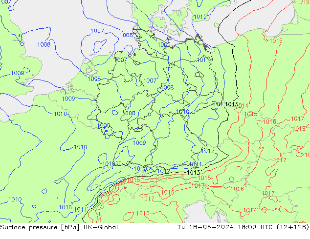 Pressione al suolo UK-Global mar 18.06.2024 18 UTC