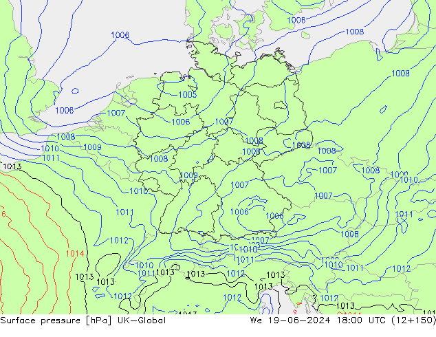 Surface pressure UK-Global We 19.06.2024 18 UTC