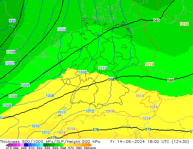 Thck 500-1000hPa UK-Global Pá 14.06.2024 18 UTC