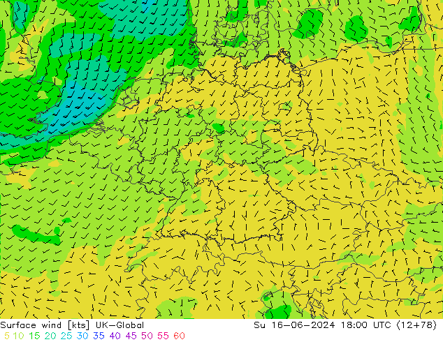 Wind 10 m UK-Global zo 16.06.2024 18 UTC