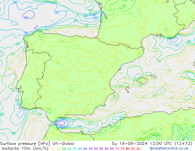 Isotachs (kph) UK-Global dim 16.06.2024 12 UTC