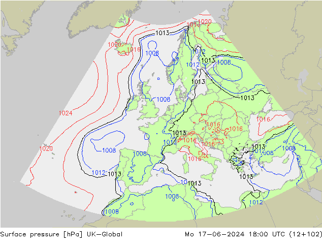 приземное давление UK-Global пн 17.06.2024 18 UTC