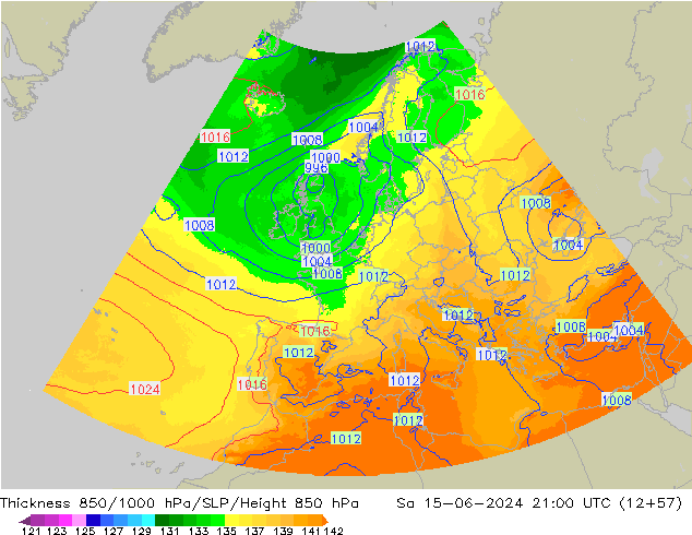 Thck 850-1000 hPa UK-Global so. 15.06.2024 21 UTC