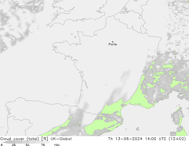 Wolken (gesamt) UK-Global Do 13.06.2024 14 UTC