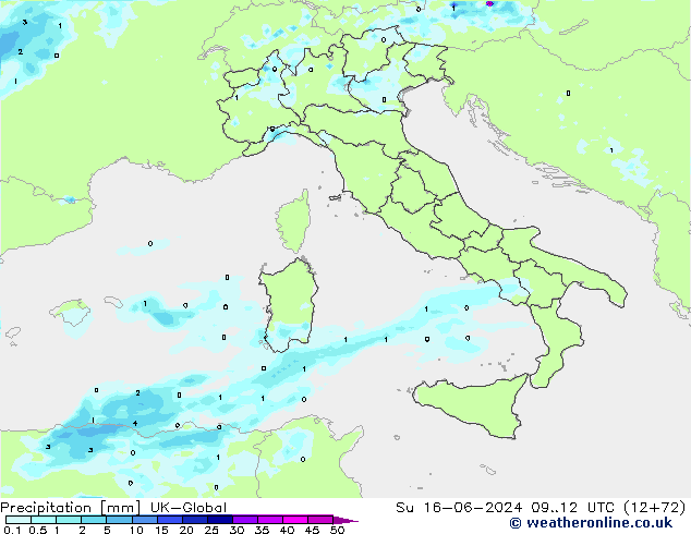Yağış UK-Global Paz 16.06.2024 12 UTC