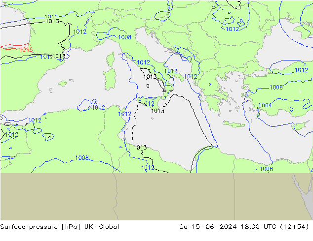 Surface pressure UK-Global Sa 15.06.2024 18 UTC