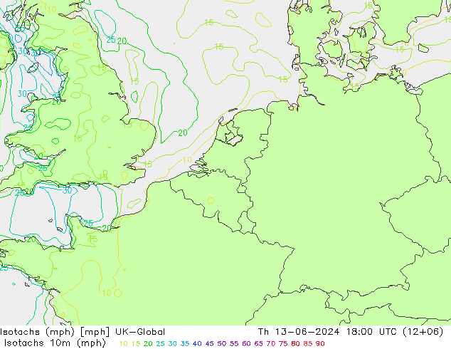 Isotachs (mph) UK-Global чт 13.06.2024 18 UTC