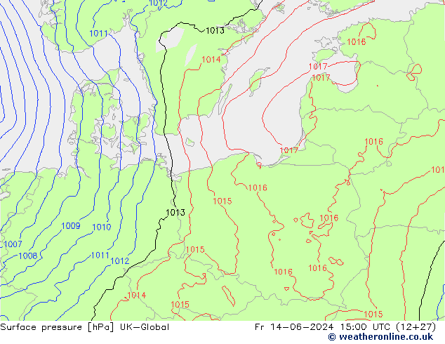 приземное давление UK-Global пт 14.06.2024 15 UTC