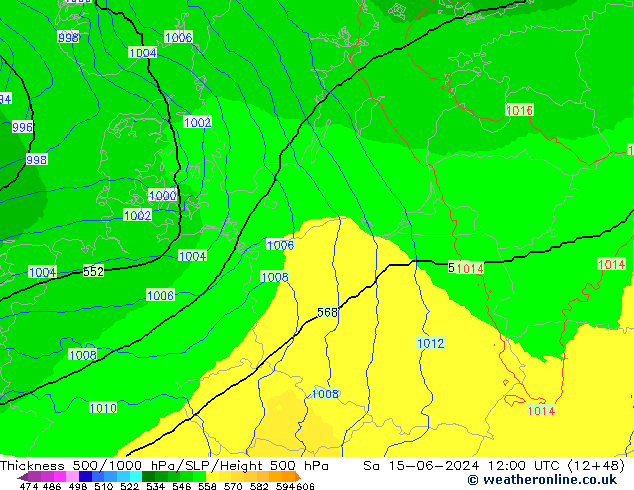 Thck 500-1000hPa UK-Global sam 15.06.2024 12 UTC