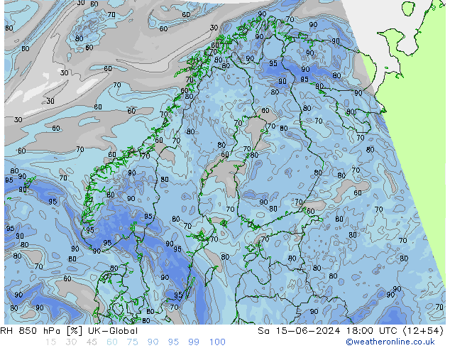 RH 850 hPa UK-Global Sa 15.06.2024 18 UTC