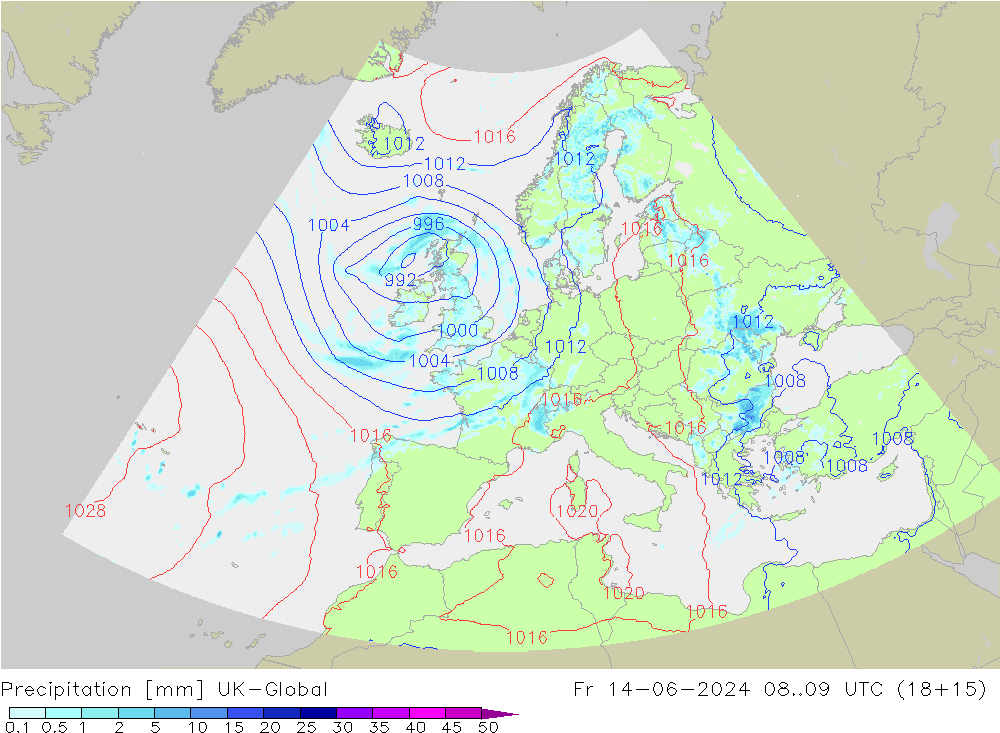 Precipitation UK-Global Fr 14.06.2024 09 UTC