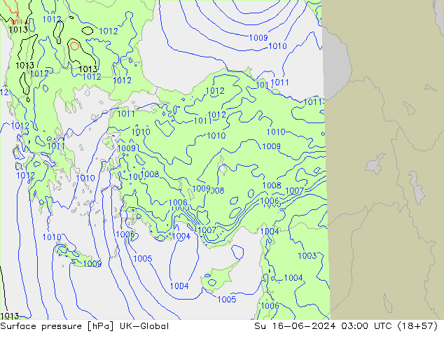 приземное давление UK-Global Вс 16.06.2024 03 UTC