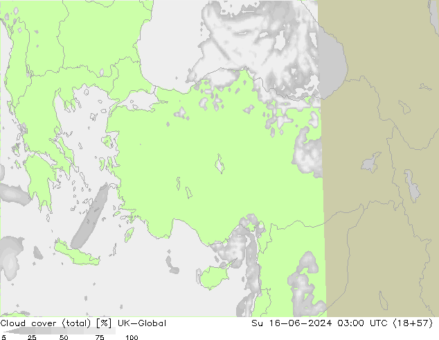 Cloud cover (total) UK-Global Su 16.06.2024 03 UTC