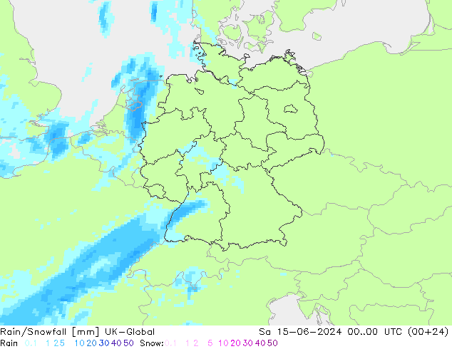 Rain/Snowfall UK-Global Sa 15.06.2024 00 UTC