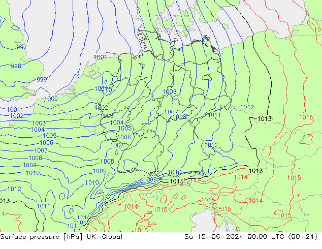 pression de l'air UK-Global sam 15.06.2024 00 UTC