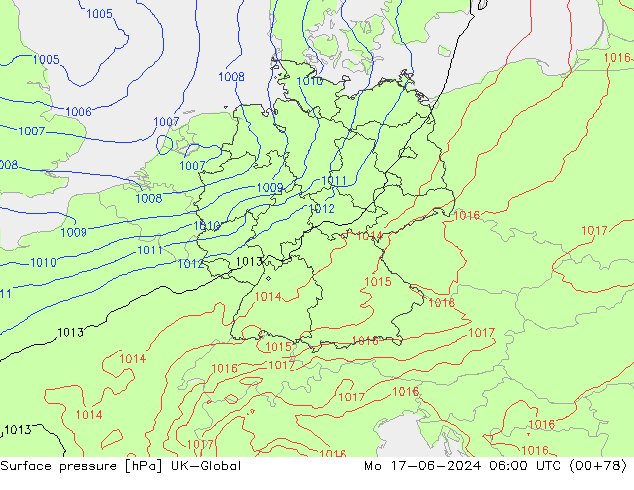 Luchtdruk (Grond) UK-Global ma 17.06.2024 06 UTC