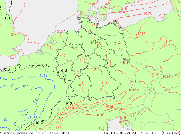 Luchtdruk (Grond) UK-Global di 18.06.2024 12 UTC