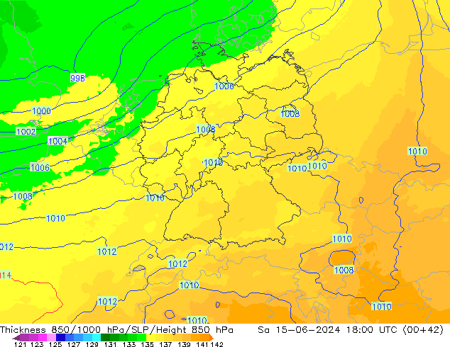 Thck 850-1000 hPa UK-Global So 15.06.2024 18 UTC