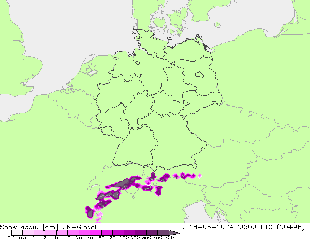 Totale sneeuw UK-Global di 18.06.2024 00 UTC