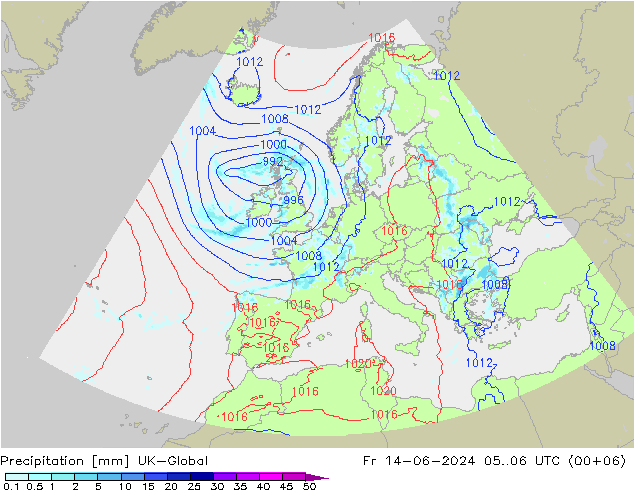 Niederschlag UK-Global Fr 14.06.2024 06 UTC