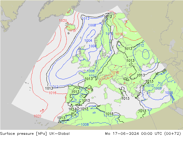 Presión superficial UK-Global lun 17.06.2024 00 UTC