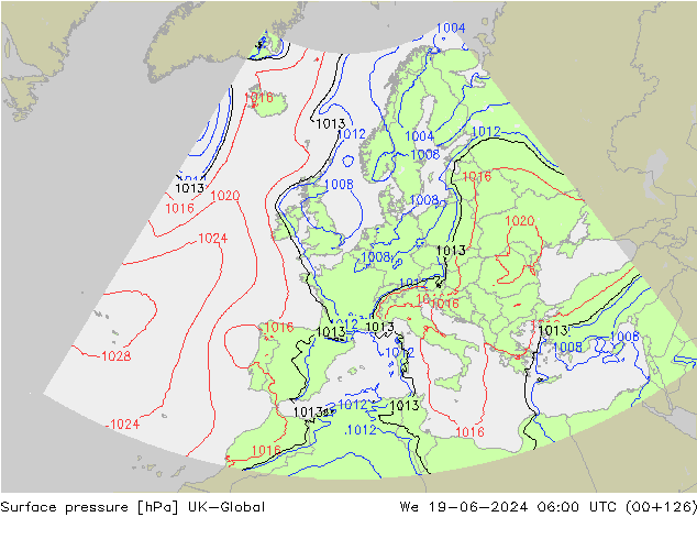 pressão do solo UK-Global Qua 19.06.2024 06 UTC