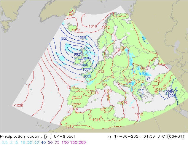 Toplam Yağış UK-Global Cu 14.06.2024 01 UTC