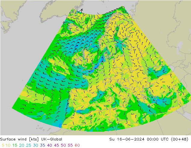 ветер 10 m UK-Global Вс 16.06.2024 00 UTC
