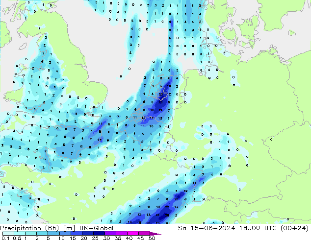 Precipitation (6h) UK-Global Sa 15.06.2024 00 UTC