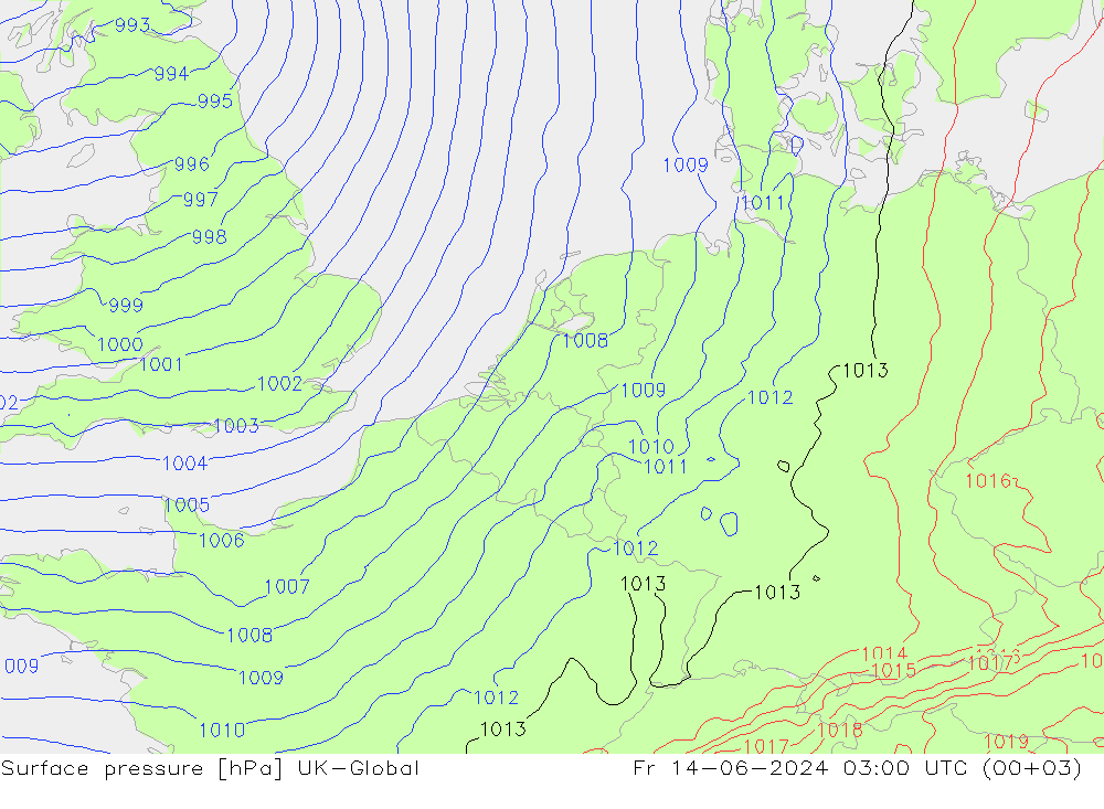 Surface pressure UK-Global Fr 14.06.2024 03 UTC