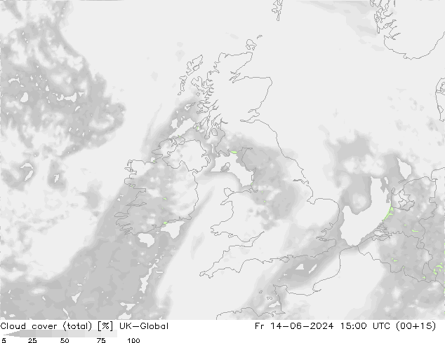 Nuages (total) UK-Global ven 14.06.2024 15 UTC