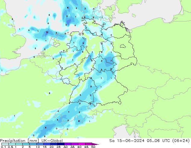 Precipitation UK-Global Sa 15.06.2024 06 UTC