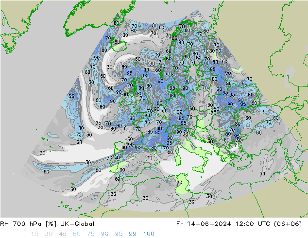 RH 700 hPa UK-Global Pá 14.06.2024 12 UTC