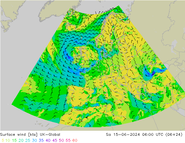 wiatr 10 m UK-Global so. 15.06.2024 06 UTC