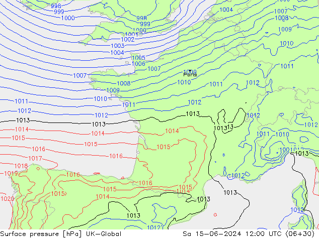 Luchtdruk (Grond) UK-Global za 15.06.2024 12 UTC