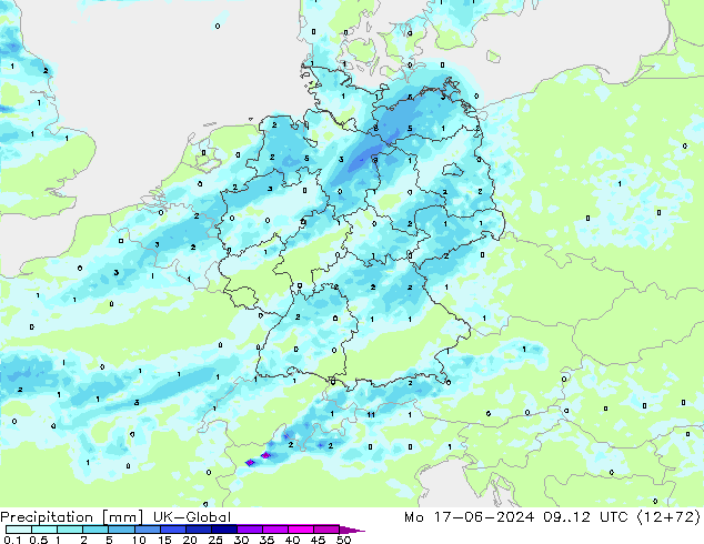Precipitation UK-Global Mo 17.06.2024 12 UTC