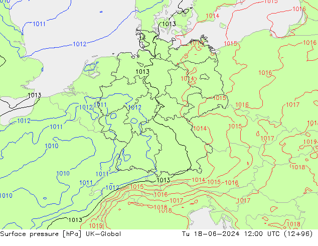 Luchtdruk (Grond) UK-Global di 18.06.2024 12 UTC