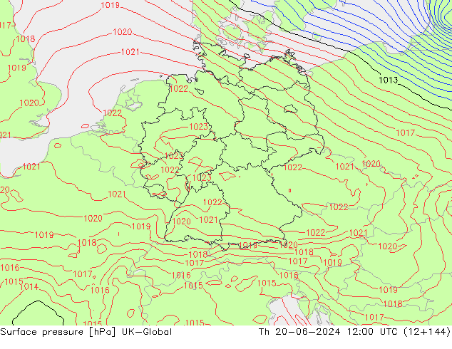 Surface pressure UK-Global Th 20.06.2024 12 UTC