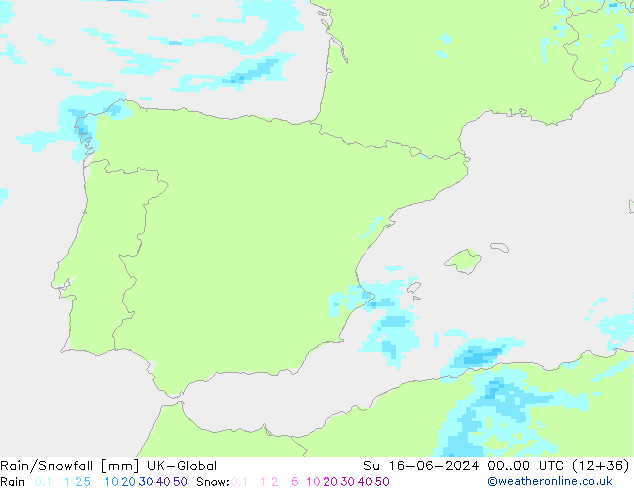 Regen/Sneeuwval UK-Global zo 16.06.2024 00 UTC