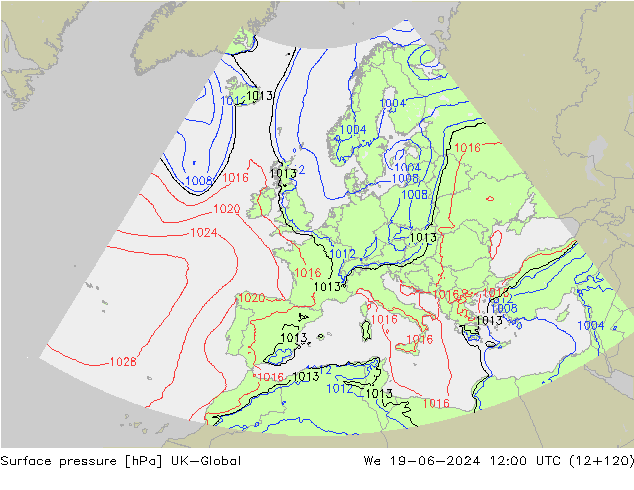 Yer basıncı UK-Global Çar 19.06.2024 12 UTC