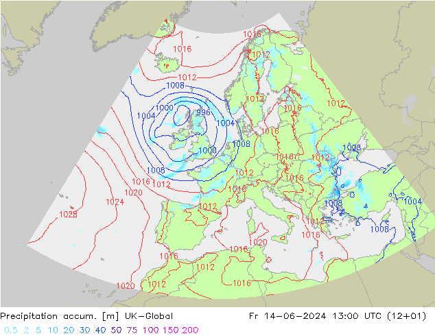 Toplam Yağış UK-Global Cu 14.06.2024 13 UTC