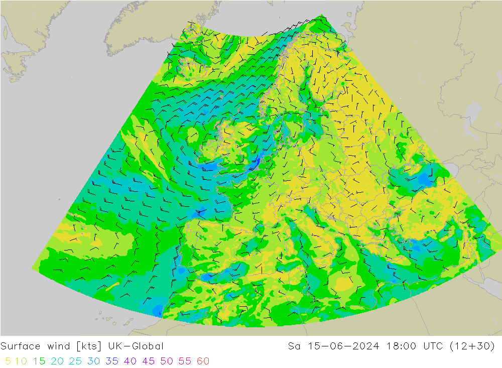Surface wind UK-Global So 15.06.2024 18 UTC