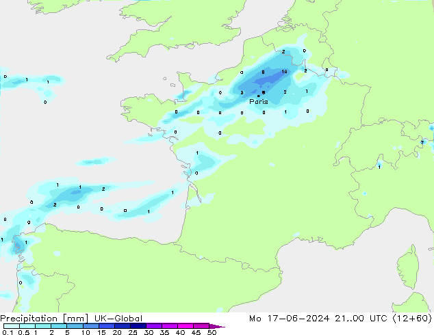 Precipitation UK-Global Mo 17.06.2024 00 UTC