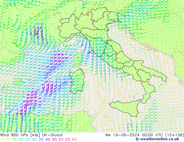 Viento 850 hPa UK-Global mié 19.06.2024 00 UTC