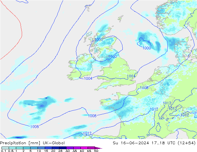 Précipitation UK-Global dim 16.06.2024 18 UTC