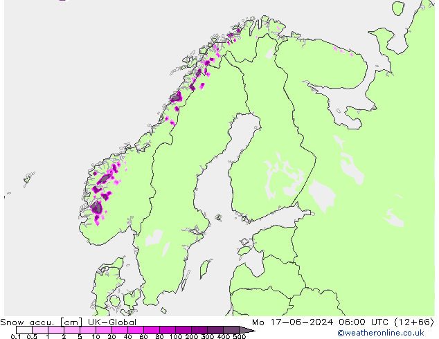 Глубина снега UK-Global пн 17.06.2024 06 UTC